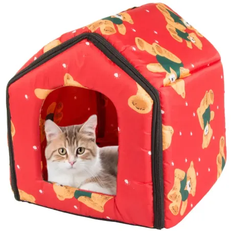 Buda domek dla psa lub kota rozmiar L z wkładką 30x32x36cm czerwona-5907451320600