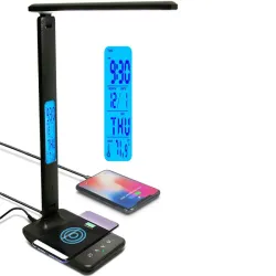 Lampka biurkowa led szkolna usb zegar ładowarka indukcyjna QI usb-5907451331040