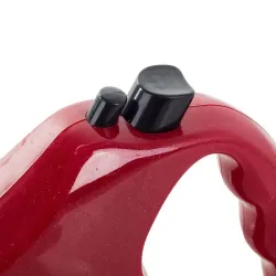 Smycz automatyczna z funkcją blokady taśmowa 5m 15kg kolor czerwony-5907451314272