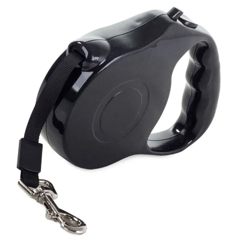 Smycz automatyczna z funkcją blokady taśmowa 5m 15kg kolor czarny-5907451314289