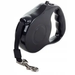 Smycz automatyczna z funkcją blokady taśmowa 5m 15kg kolor czarny-5907451314289