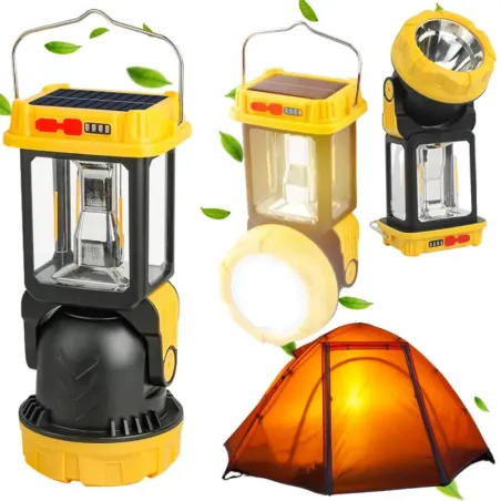 Lampa solarna kempingowa led z uchwytem do wieszania na biwak 5 trybów-5907451374474
