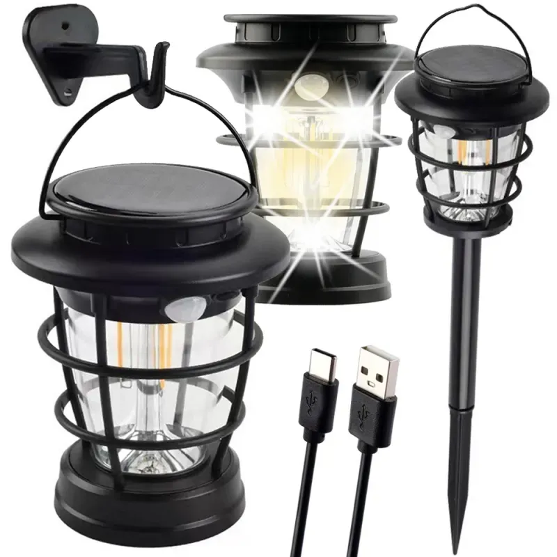 Lampa solarna wbijana latarnia ogrodowa led usb czujnikiem ruchu-5907451374498