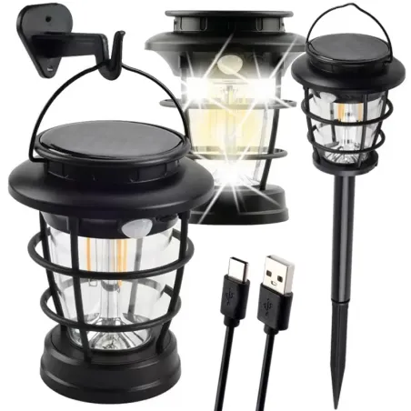 Lampa solarna wbijana latarnia ogrodowa led usb czujnikiem ruchu-5907451374498