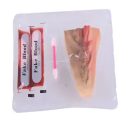 Sztuczna rana podcięte gardło z 10ml sztucznej krwi na halloween-5907451362914