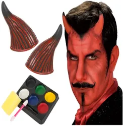 Zestaw do makijażu twarzy diabeł devil na halloween makeup rogi-5907451362976