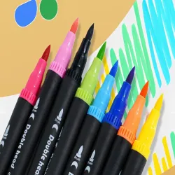 Zestaw pisaków mazaków flamastrów 100 kolorów akwarelowe dwustronne-5907451376430