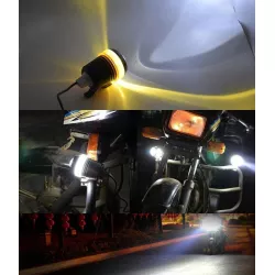2 x Halogen motocyklowy U3 z pomarańczowym ringiem LED + włącznik
