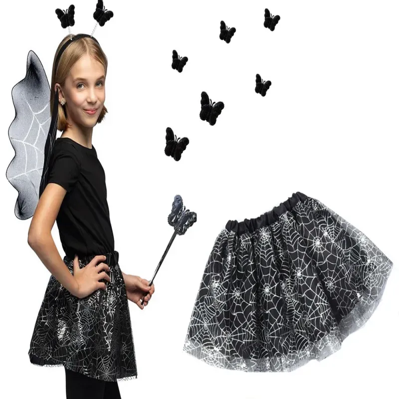 Strój przebranie na halloween spódnica pająk opaska motyl różdżka-5907451362433