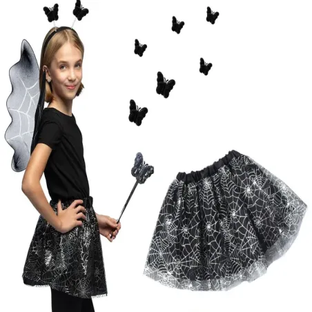 Strój przebranie na halloween spódnica pająk opaska motyl różdżka-5907451362433
