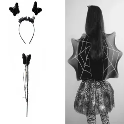 Strój przebranie na halloween spódnica pająk opaska motyl różdżka-5907451362433