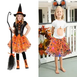 Strój przebranie na halloween spódnica tutu dynia opaska kokarda-5907451362426