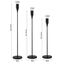 Świeczniki lampiony glamour metal komplet 3 sztuk dekoracyjne na stół-5907451375532