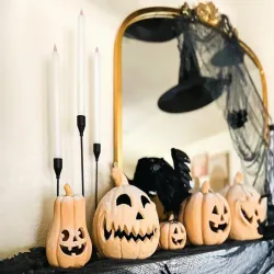 Świeczniki lampiony glamour metal komplet 3 sztuk dekoracyjne na stół-5907451375532