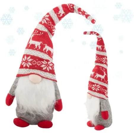 Skrzat krasnal świąteczny szary gnom z brodą pod choinkę 48cm miękki-5907451367773