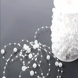Girlanda perłowa biała perełki 10mm na choinkę koraliki szpula 5mb-5907451366431