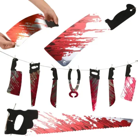 Girlanda halloween 2m noże narzędzia tasak zakrwawione dekoracja-5907451362570