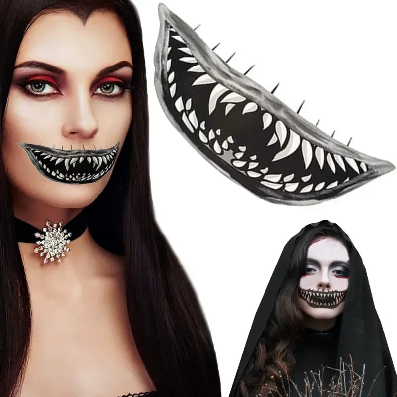 Tatuaż halloween sztuczny zęby realistyczny zmywalny tymczasowy-5907451362990