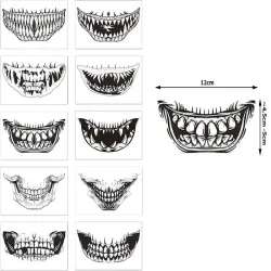 Tatuaż halloween sztuczny zęby realistyczny zmywalny tymczasowy-5907451362990