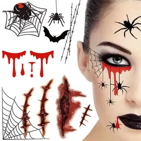 Tatuaże halloween sztuczny realistyczny zmywalny tymczasowy przebranie-5907451362983