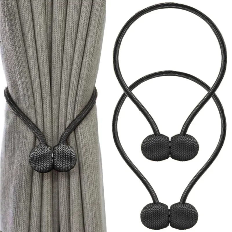 Klamry ozdobne czarne spinki upięcia do zasłon firan magnetyczne-5907451355435