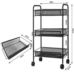 Półka łazienkowa kuchenna szafka na kółkach regał metalowa trzy poziomy-5907451358702
