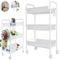 Półka łazienkowa kuchenna szafka na kółkach regał metalowy 3 poziomy-5907451358696