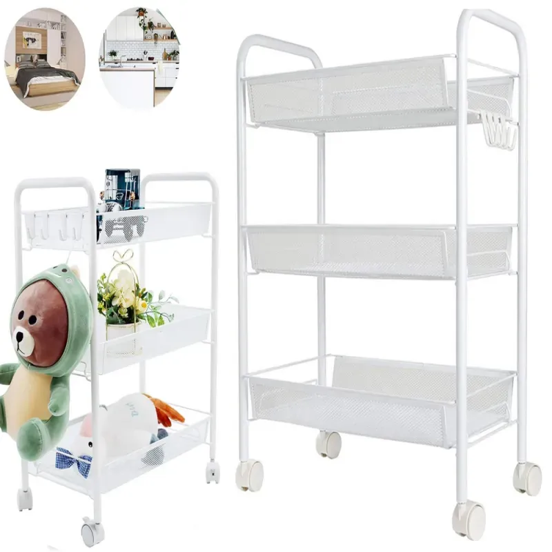 Półka łazienkowa kuchenna szafka na kółkach regał metalowy 3 poziomy-5907451358696
