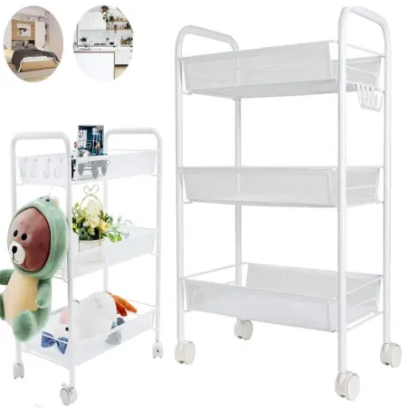 Półka łazienkowa kuchenna szafka na kółkach regał metalowy 3 poziomy-5907451358696