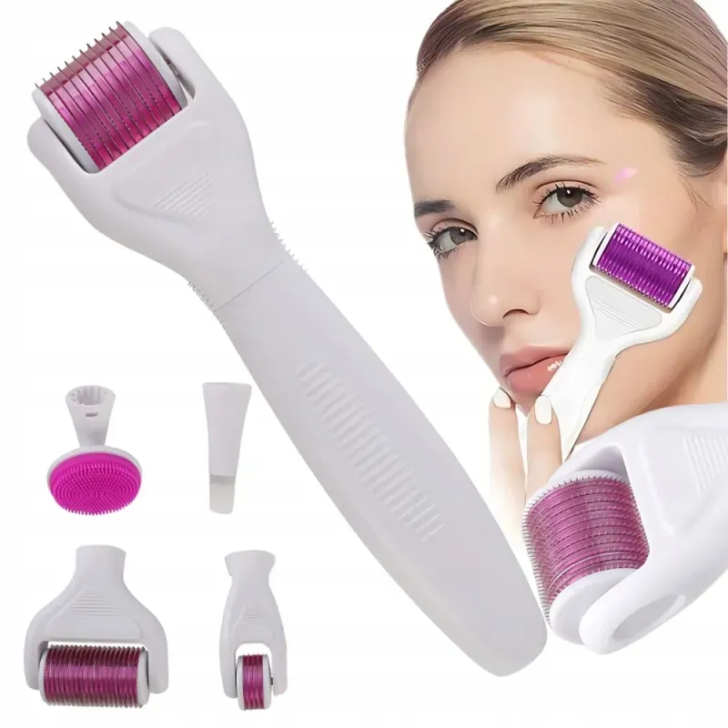 Derma roller 6w1 zestaw do mezoterapii mikroigłowej wałek twarz ciało-5907451372500