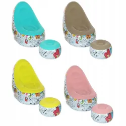 Fotel ogrodowy leżak dmuchany pompowany pufa podnóżek na plażę-5907451374153