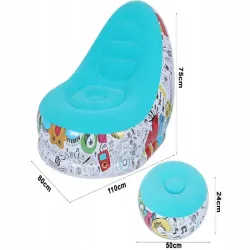 Fotel ogrodowy leżak dmuchany pompowany pufa podnóżek na plażę-5907451374153