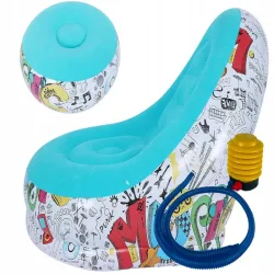 Fotel ogrodowy leżak dmuchany pompowany pufa podnóżek na plażę-5907451374153