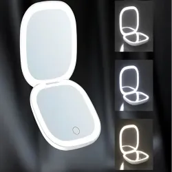 Lusterko do makijażu z podświetleniem składane x5 do torebki podróżne-5907451373767