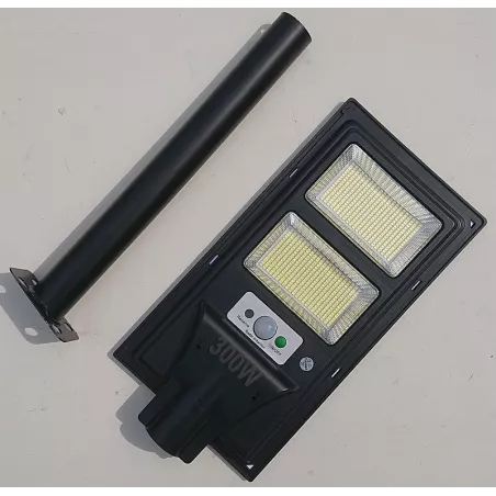 Latarnia solarna LED SMD 300W, czujnik ruchu, pilot i mocowanie IP68-