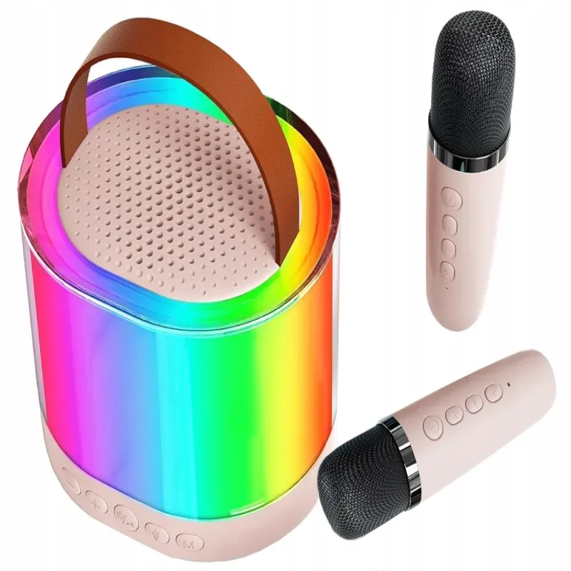Zestaw do karaoke 2x mikrofony bezprzewodowe bluetooth głośnik rgb-5907451373095