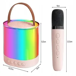Zestaw do karaoke 2x mikrofony bezprzewodowe bluetooth głośnik rgb-5907451373095