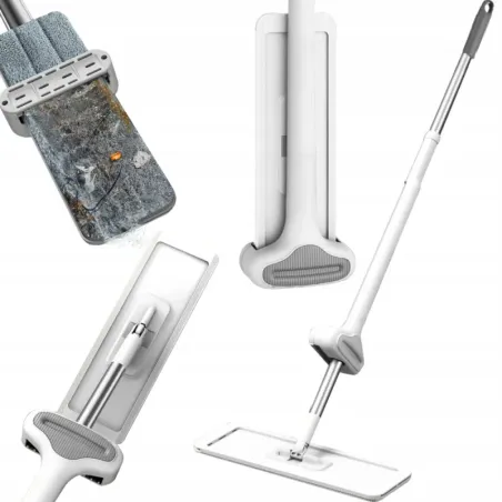 Mop płaski z wyciskaczem ręcznym 125cm składany szeroki mikrofibra-5907451371770