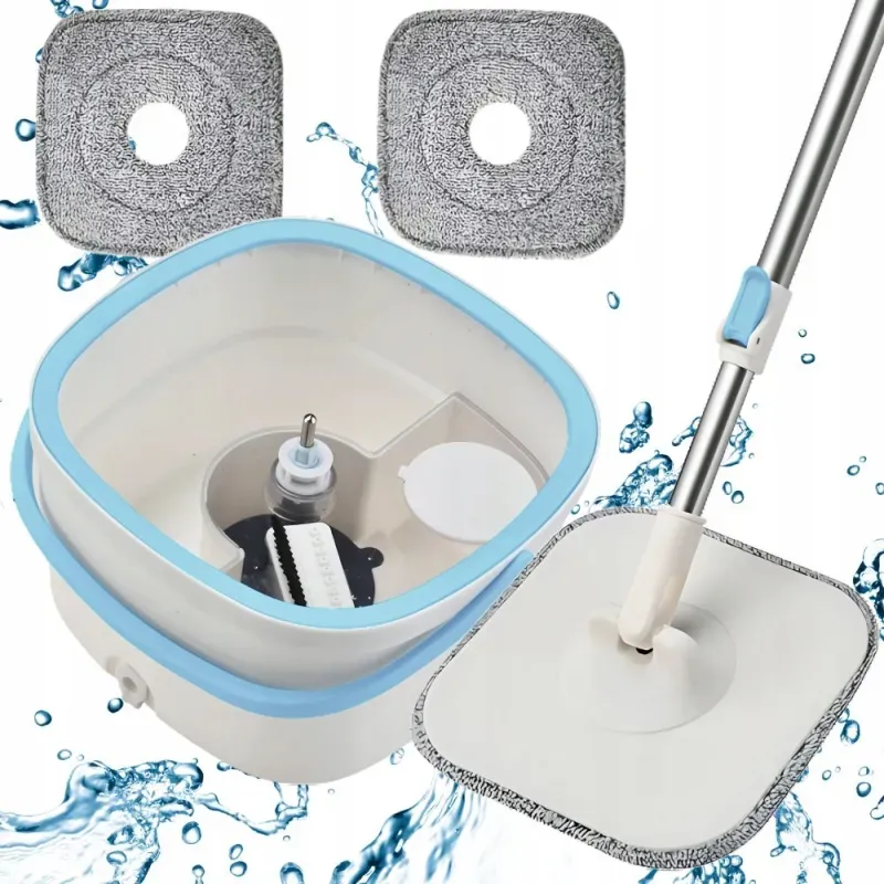 Mop obrotowy 360° 2 x mikrofibra z wiadrem rotacyjnym turbo zestaw-5907451371732