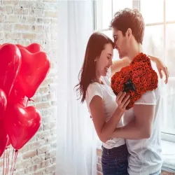 Miś z płatków róż prezent duży pudełko rose xl-5907451344064