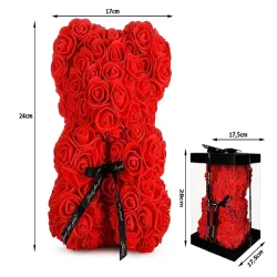 Miś z płatków róż prezent duży pudełko rose xl-5907451344064