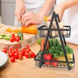 Półka kuchenna organizer kuchenny stojący dwupoziomowy koszyczkami-5907451369968