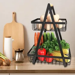 Półka kuchenna organizer kuchenny stojący dwupoziomowy koszyczkami-5907451369968