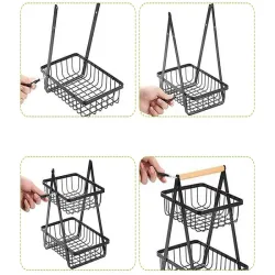 Półka kuchenna organizer kuchenny stojący dwupoziomowy koszyczkami-5907451369968