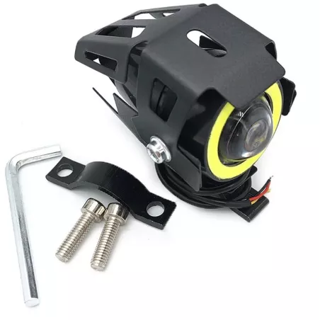 Halogen motocyklowy U7 mini z białym ringiem-