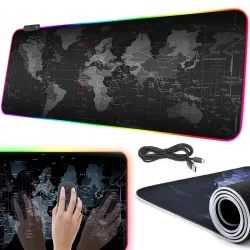 Podświetlana podkłada pod mysz gamingowa led XXL 80x30cm mapa świata-5907451334447