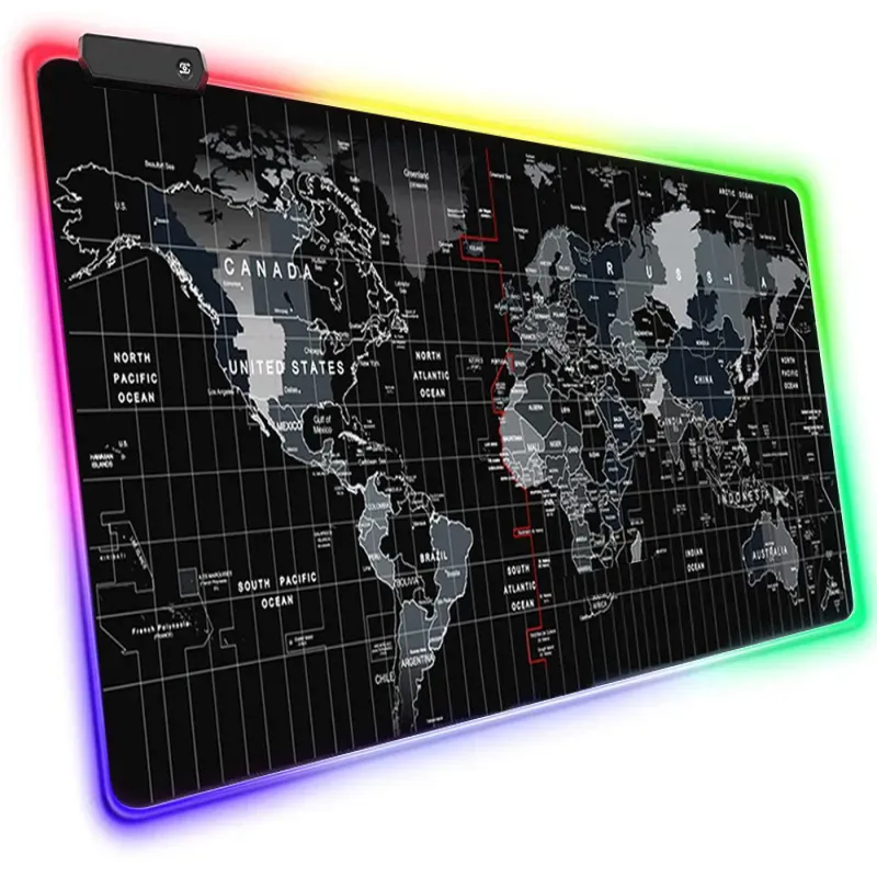 Podświetlana podkłada pod mysz gamingowa led XXL 80x30cm mapa świata-5907451334447