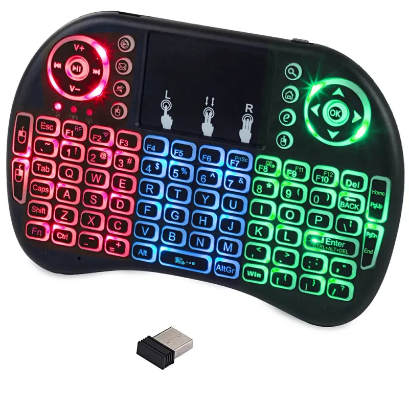 Klawiatura bezprzewodowa mini podświetlana do tv komputera android box-5907451318553