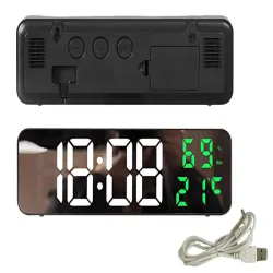 Zegar elektroniczny cyfrowy led budzik termometr lustro stojący usb-5907451368572