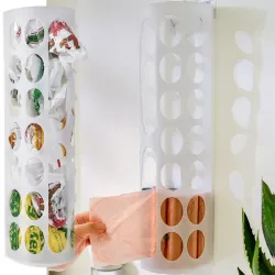 Pojemnik na torby plastikowe organizer uniwersalny biały na reklamówki-5907451373026